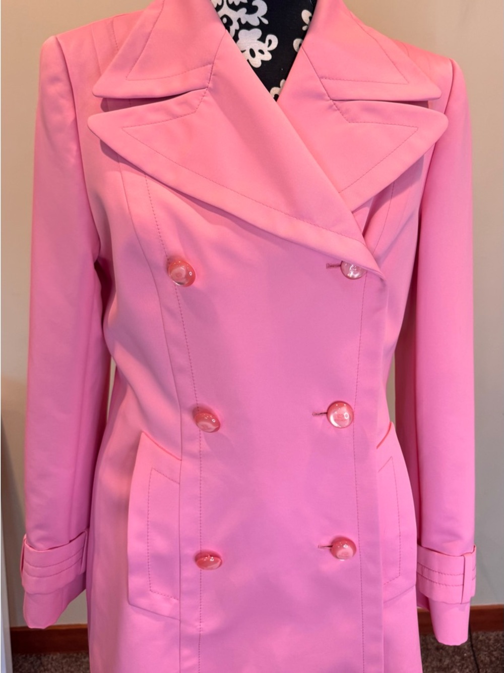 Escada Pink Double-Breasted Trench Coat